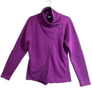 Puma Purple Magenta Asymmetrical Full Zip Sweatshirt Athletic Jacket Size Large